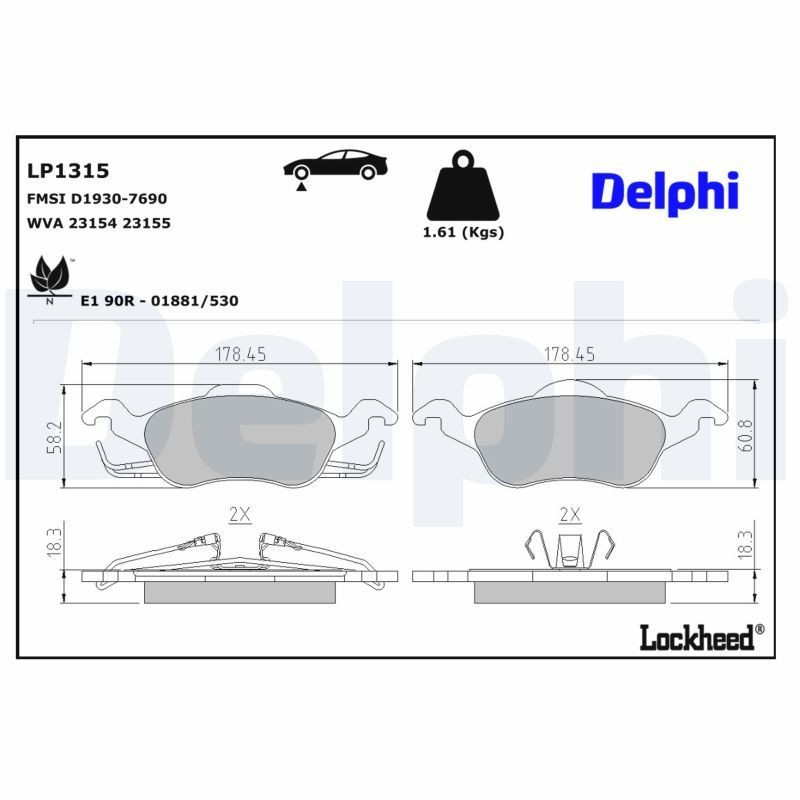 Delphi LP1315 Fren Balatası | Ford Focus Mk1 ürün görseli