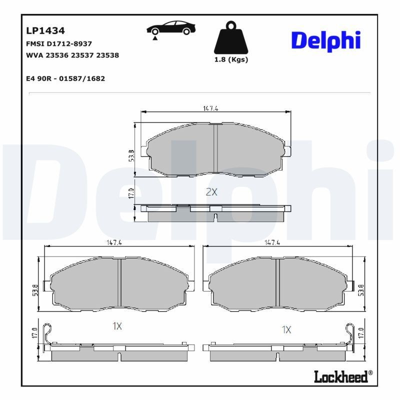 Delphi LP1434 Fren Balatası | Hyundai H-1/H100 • Kia Bongo III • 2.5 / 2.4