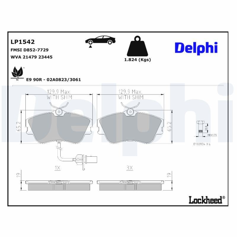 Delphi LP1542 Fren Balatası | VW Transporter/California Westfalia T4 • 2.4 / 2.5