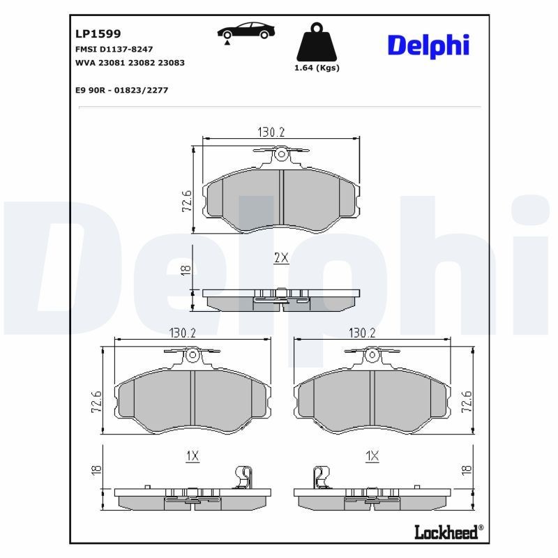 Delphi LP1599 Fren Balatası | Hyundai H100/Grace • 2.5 / 2.4
