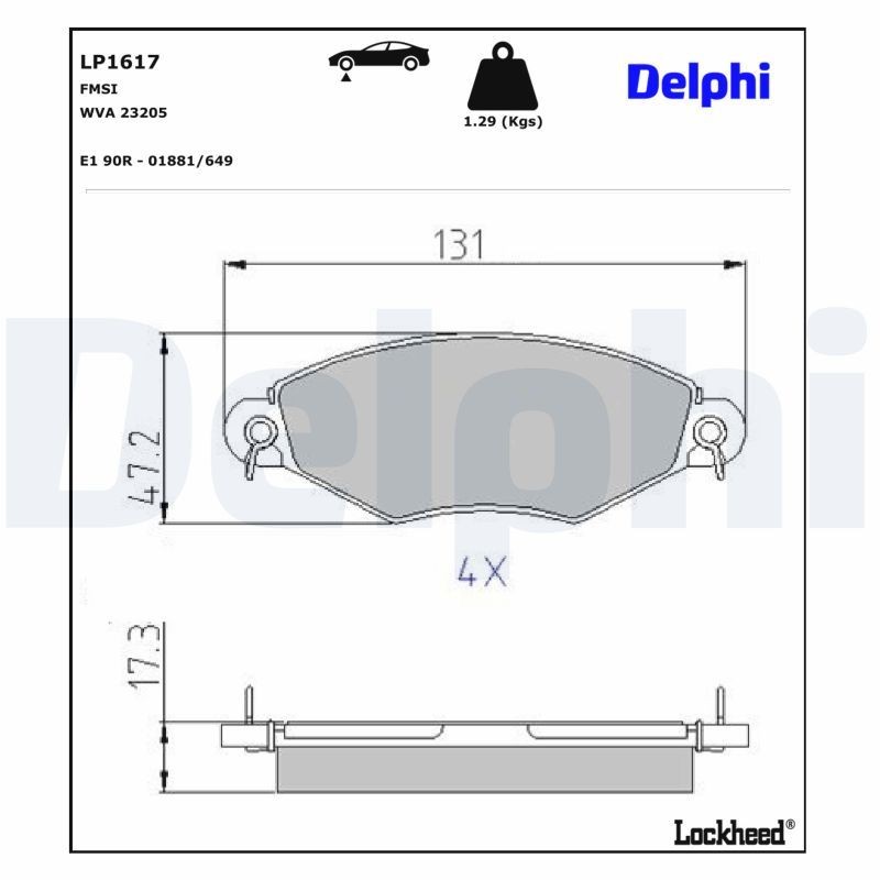 Delphi LP1617 Fren Balatası | Peugeot 206 1.1 / 1.4 / 1.6 / 1.9 ürün görseli
