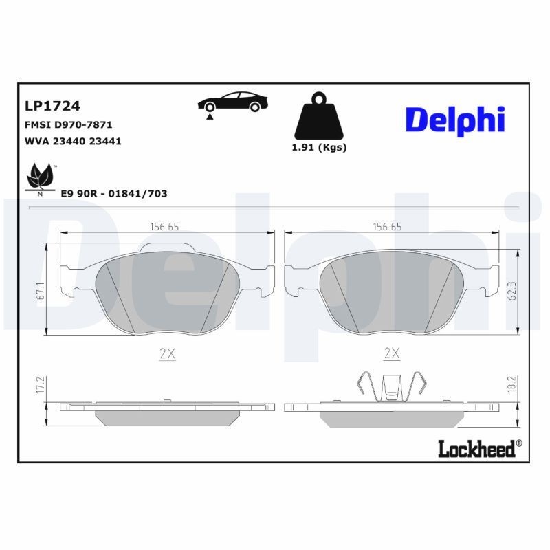 Delphi LP1724 Fren Balatası | Ford Fiesta Mk4/Tourneo Connect/Fiesta Mk5/KA • 1.8 Dizel / 1.8 ürün görseli