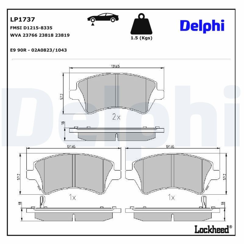 Delphi LP1737 Fren Balatası | Toyota Corolla 1.4 / 1.6 / 1.8 / 2.0 2001–2008 ürün görseli