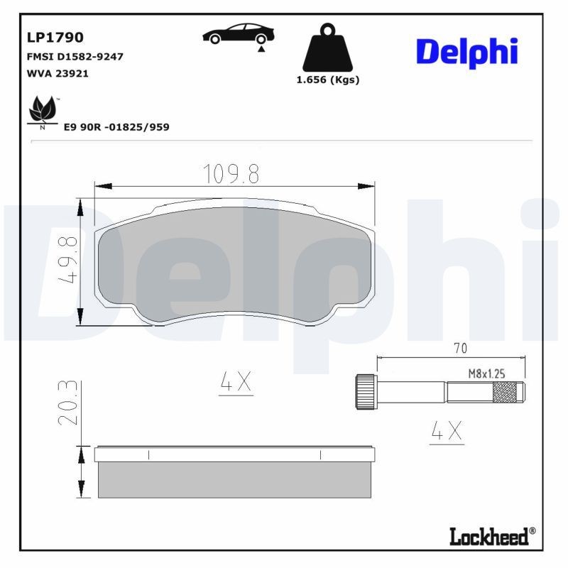 Delphi LP1790 Fren Balatası | Fiat Ducato III 2.3 MultiJet 2007+ / 2006+ / Ducato III 2.3 MultiJet ürün görseli