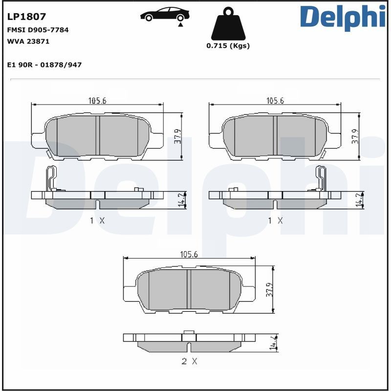 Delphi LP1807 Fren Balatası | Nissan Qashqai/Teana/Altima • Renault Koleos I • Infiniti FX • 3.5 / 2.5 ürün görseli