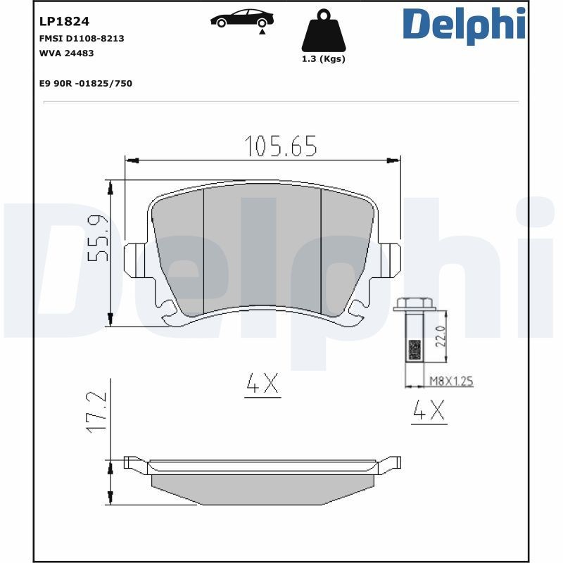 Delphi LP1824 Fren Balatası | Audi A6/A4/TT • VW Golf/Caddy III • 2.0 TDI / 1.4 TSI ürün görseli