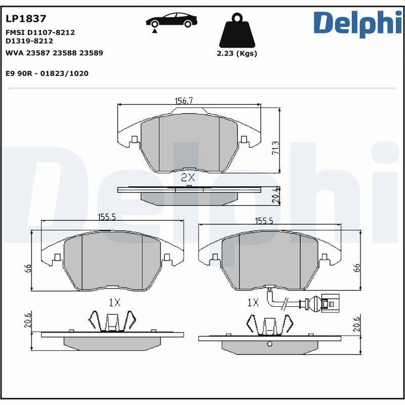 Delphi LP1837 Fren Balatası | Skoda Rapid • VW Golf/Passat/Caddy III • Seat Ibiza IV Sportcoupe • 2.0 TDI / 1.4 TSI ürün görseli