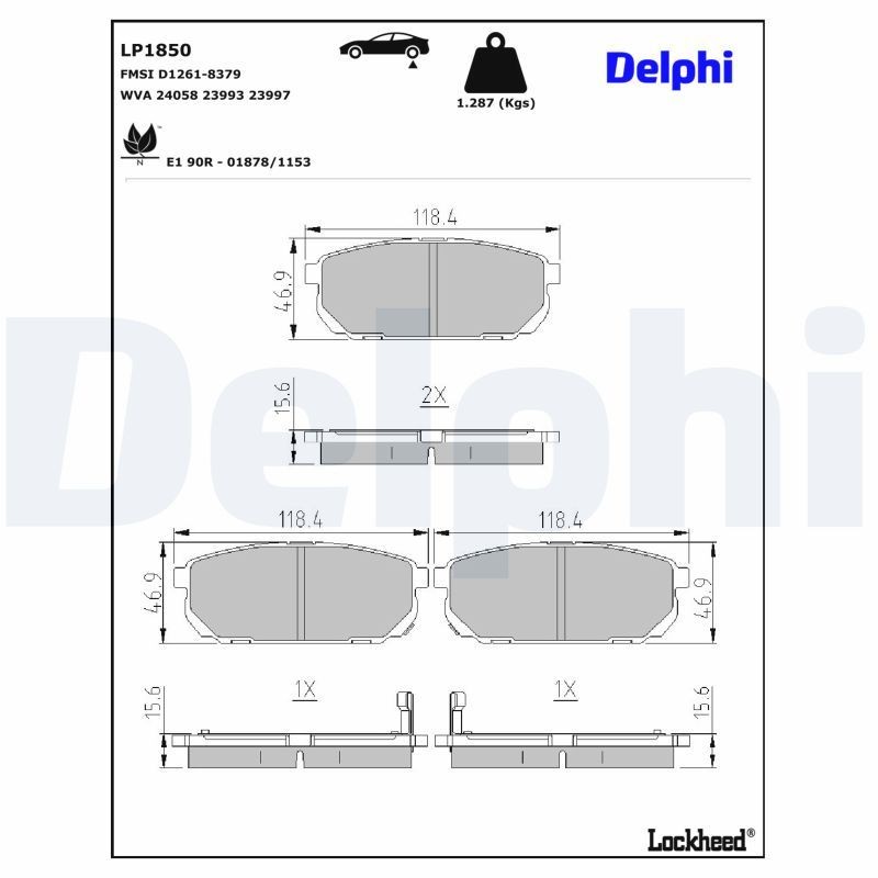 Delphi LP1850 Fren Balatası | Kia Sorento I ürün görseli