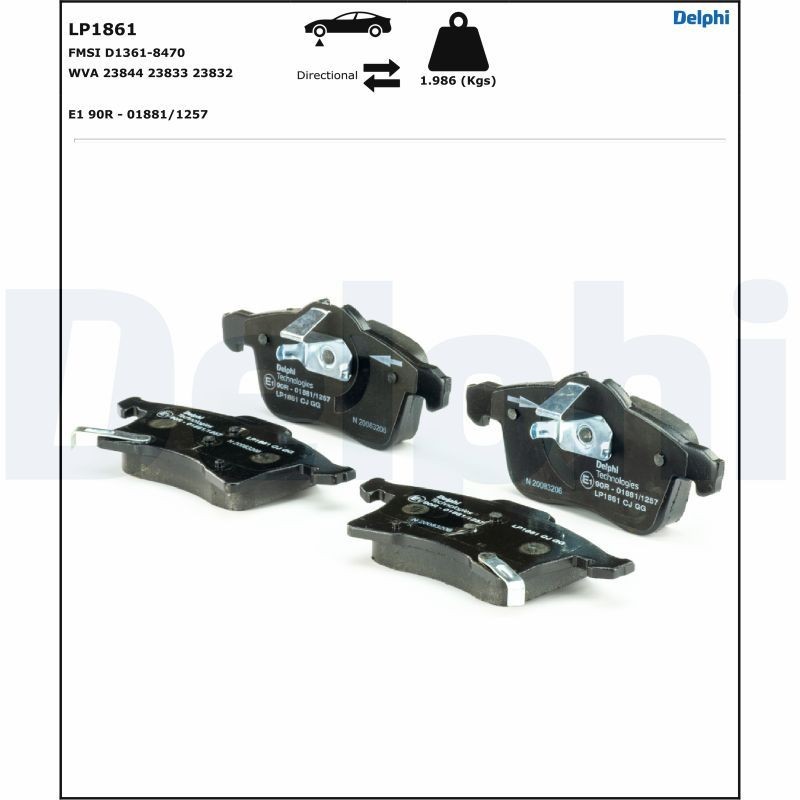 Delphi LP1861 Fren Balatası | Opel Astra/Corsa • Vauxhall Astra Mk5/Astra Mk5 Sport Hatch/Meriva Mk2 • 1.6 / 1.7 CDTI ürün görseli