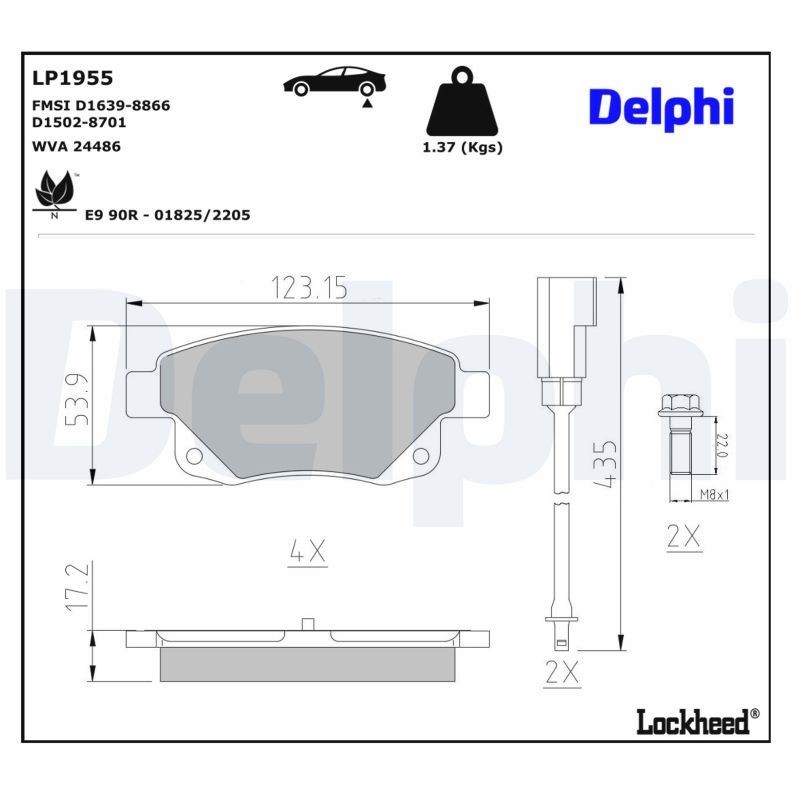 Delphi LP1955 Fren Balatası | Ford Transit Mk6/Transit Mk6 Caja/ Chasis/Transit Mk6 Tourneo • Byd E6 I • 2.2 / 2.4 ürün görseli