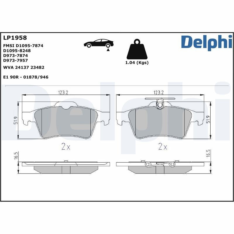 Delphi LP1958 Fren Balatası | Volvo V40 • Ford C-max/Focus Mk2 • Saab 9-3 • Jaguar XK • 2.0 / 1.8 ürün görseli