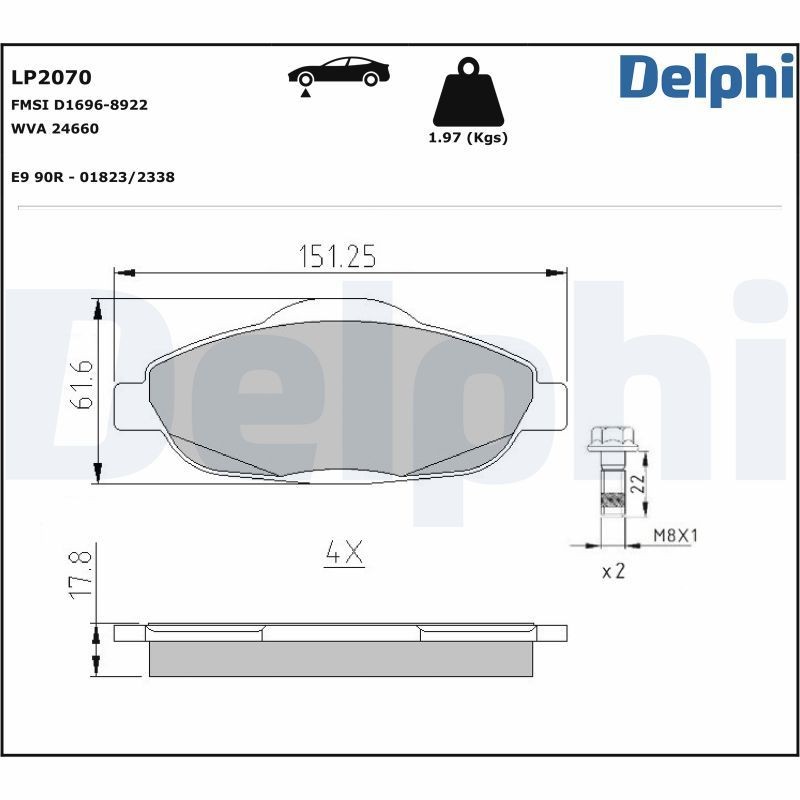 Delphi LP2070 Fren Balatası | Peugeot 3008 1.6 HDi / 308 1.6 HDi 2008–2012 ürün görseli