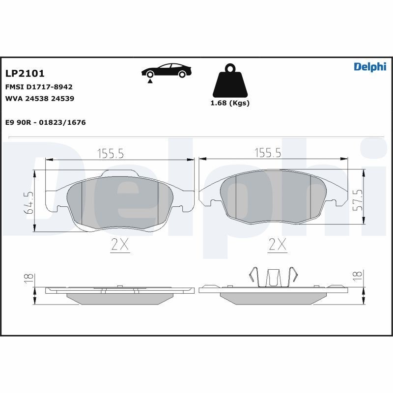 Delphi LP2101 Fren Balatası | Peugeot Partner II • Citroën Ds5 • Ds DS 5 • 1.6 HDi / 1.6 BlueHDi ürün görseli