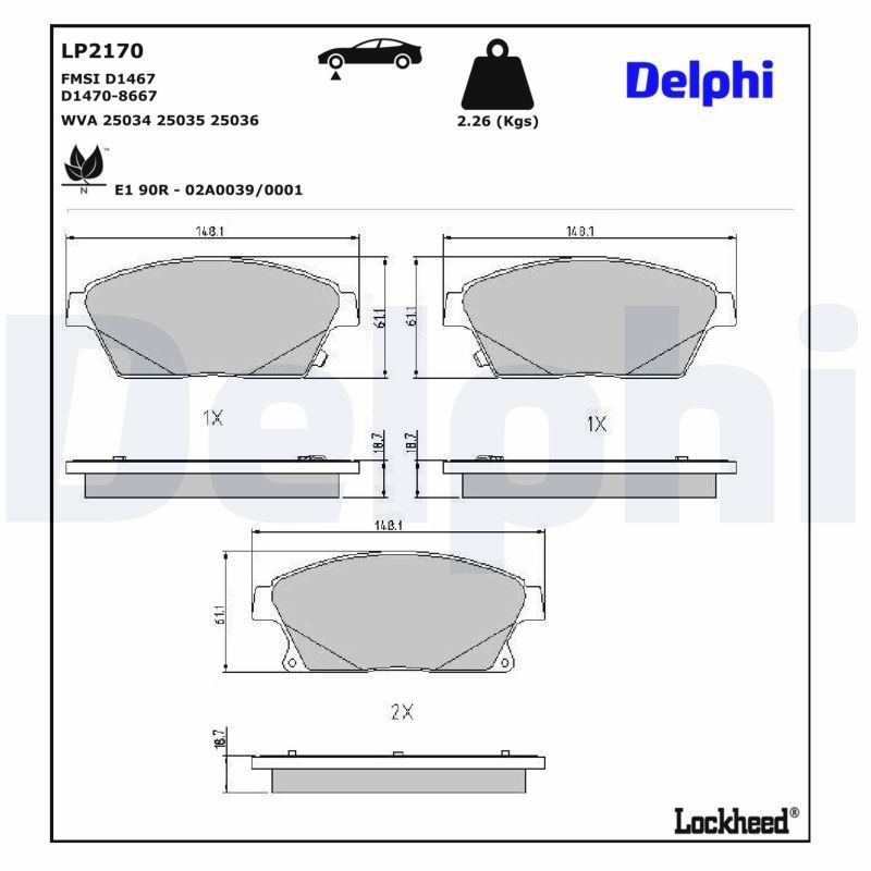 Delphi LP2170 Fren Balatası | Opel Astra • Vauxhall Zafira Tourer Mk3/Mokka/ Mokka X • Chevrolet Cruze/Trax • 1.7 CDTI / 2.0 CDTI ürün görseli