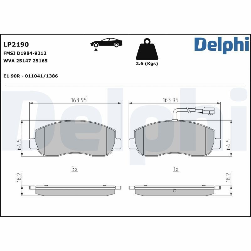 Delphi LP2190 Fren Balatası | Vauxhall Movano Mk2 • Renault Master III • Nissan Nv400/Interstar • Opel Movano B • 2.3 CDTI / 2.3 dCi ürün görseli