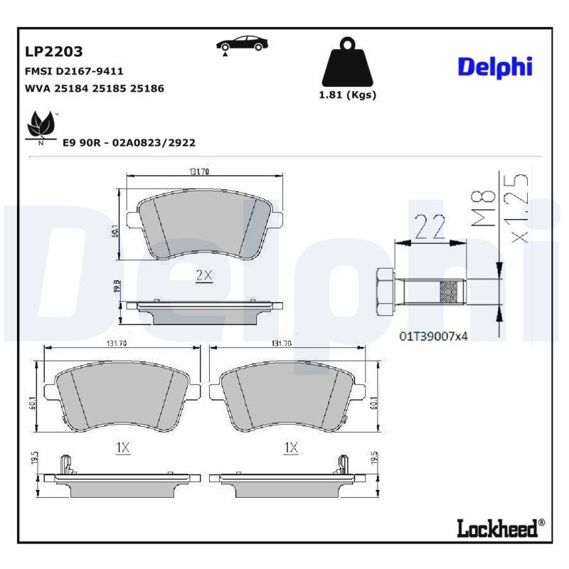 Delphi LP2203 Fren Balatası | Kia Venga ürün görseli