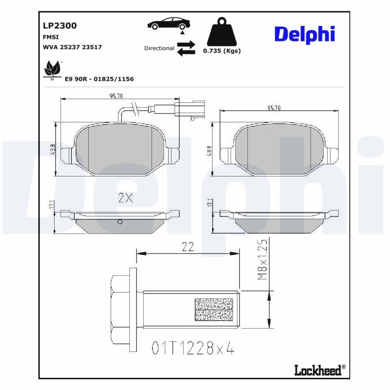 Delphi LP2300 Fren Balatası | Alfa Romeo Mito/Alfa Romeo Mito • Fiat Linea • 1.4 Benzin / 1.3 MultiJet ürün görseli