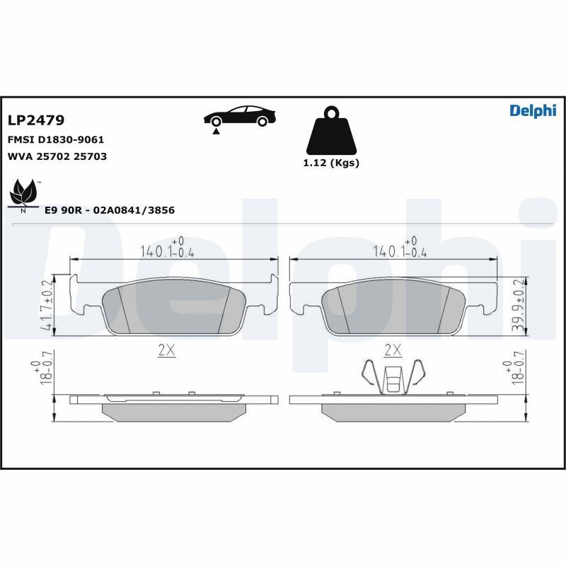 Delphi LP2479 Fren Balatası | Dacia Sandero/Logan II • Renault Clio IV/Sandero/ Stepway II/Logan II • Smart Fortwo III • 1.5 dCi / 1.6 ürün görseli
