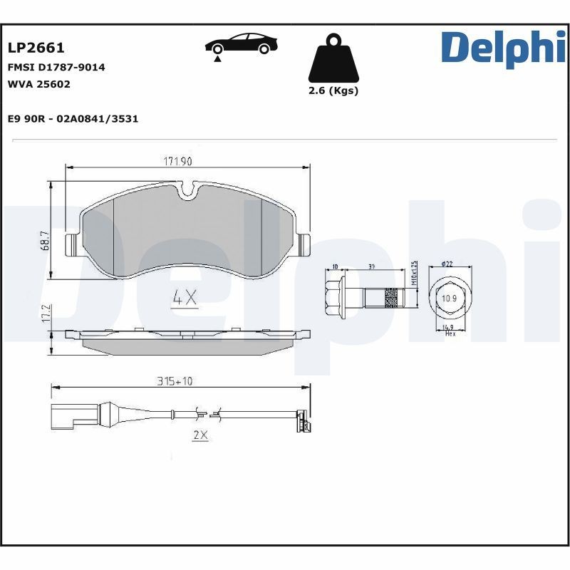 Delphi LP2661 Fren Balatası | Ford Transit Mk7 • 2.0 / 2.2 ürün görseli