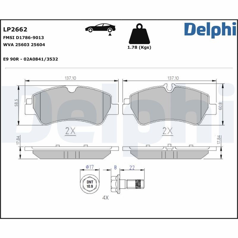 Delphi LP2662 Fren Balatası | Ford Transit Mk7/Transit Custom/Tourneo Custom • 2.0 / 2.2 ürün görseli