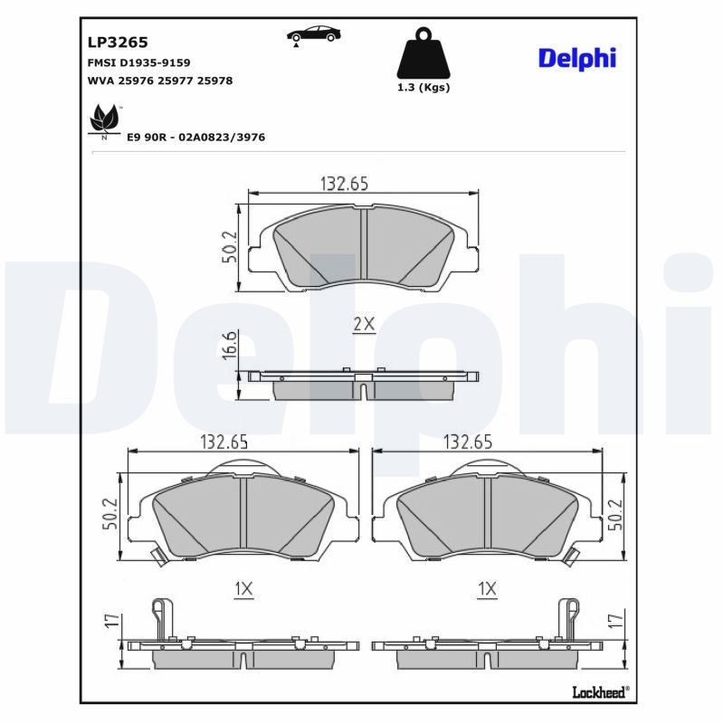 Delphi LP3265 Fren Balatası | Hyundai I10 III 1.0 / 1.2 MPI ürün görseli