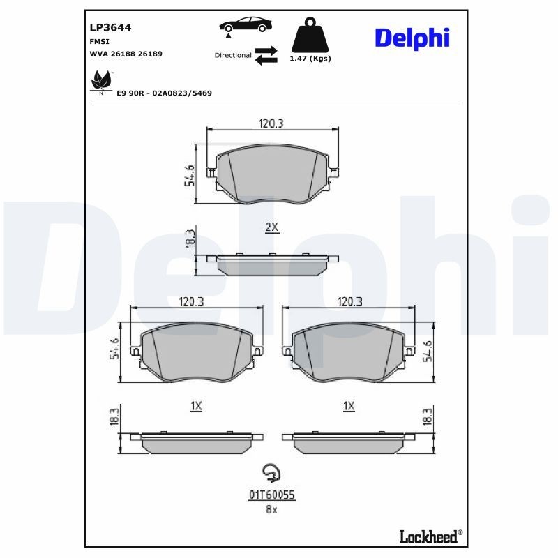 Delphi LP3644 Fren Balatası | Dacia Duster/Duster II/Dokker • Renault Clio V/Captur II • 1.5 dCi / 1.0 TCe ürün görseli