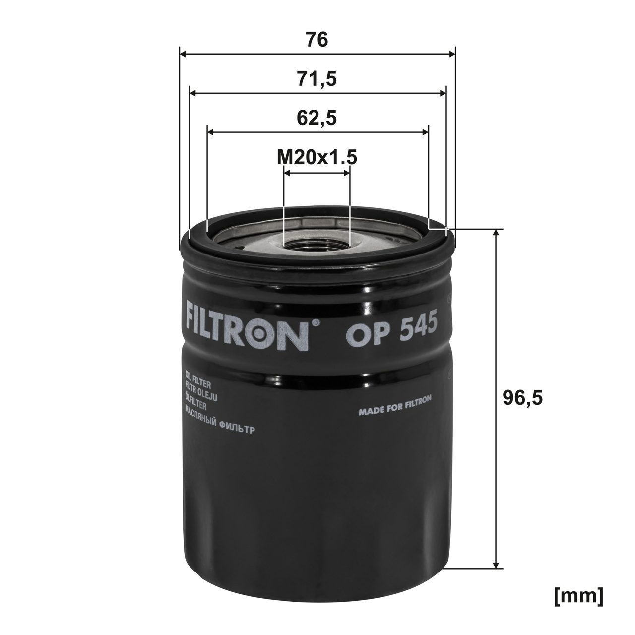 Filtron OP545 Yağ Filtresi | Fiat Panda/Palio/Marea • Lancia Ypsilon/Dedra • 1.6 Benzin / 1.4 Benzin ürün görseli