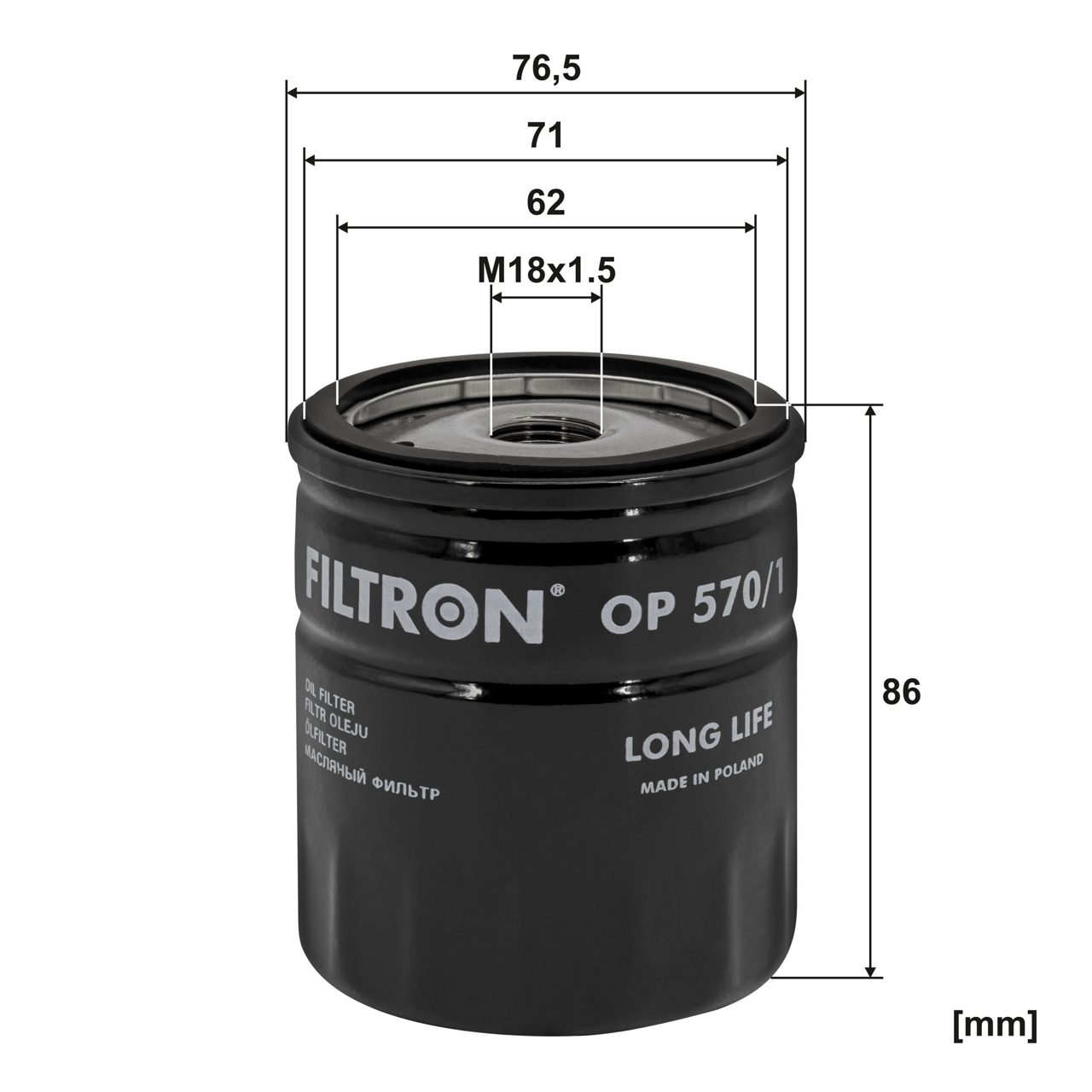 Filtron OP570/1 Yağ Filtresi | Opel Astra/Vectra/Omega B • Chevrolet Aveo/Cruze • 1.8 Benzin / 1.6 Benzin ürün görseli