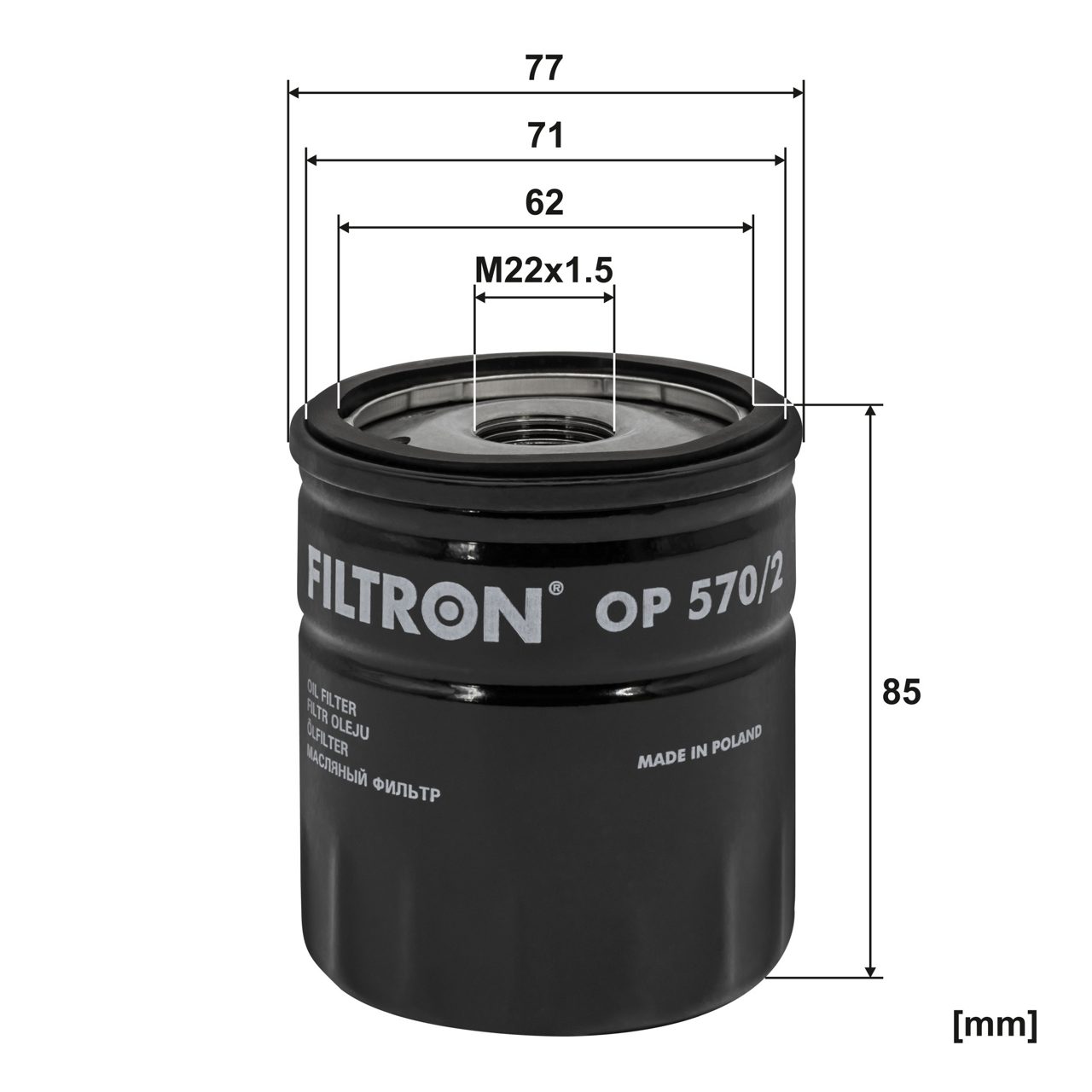 Filtron OP570/2 Yağ Filtresi | Opel Insignia/Astra/Karl • Chevrolet Corvette • 2.0 Benzin / 1.0 Benzin ürün görseli