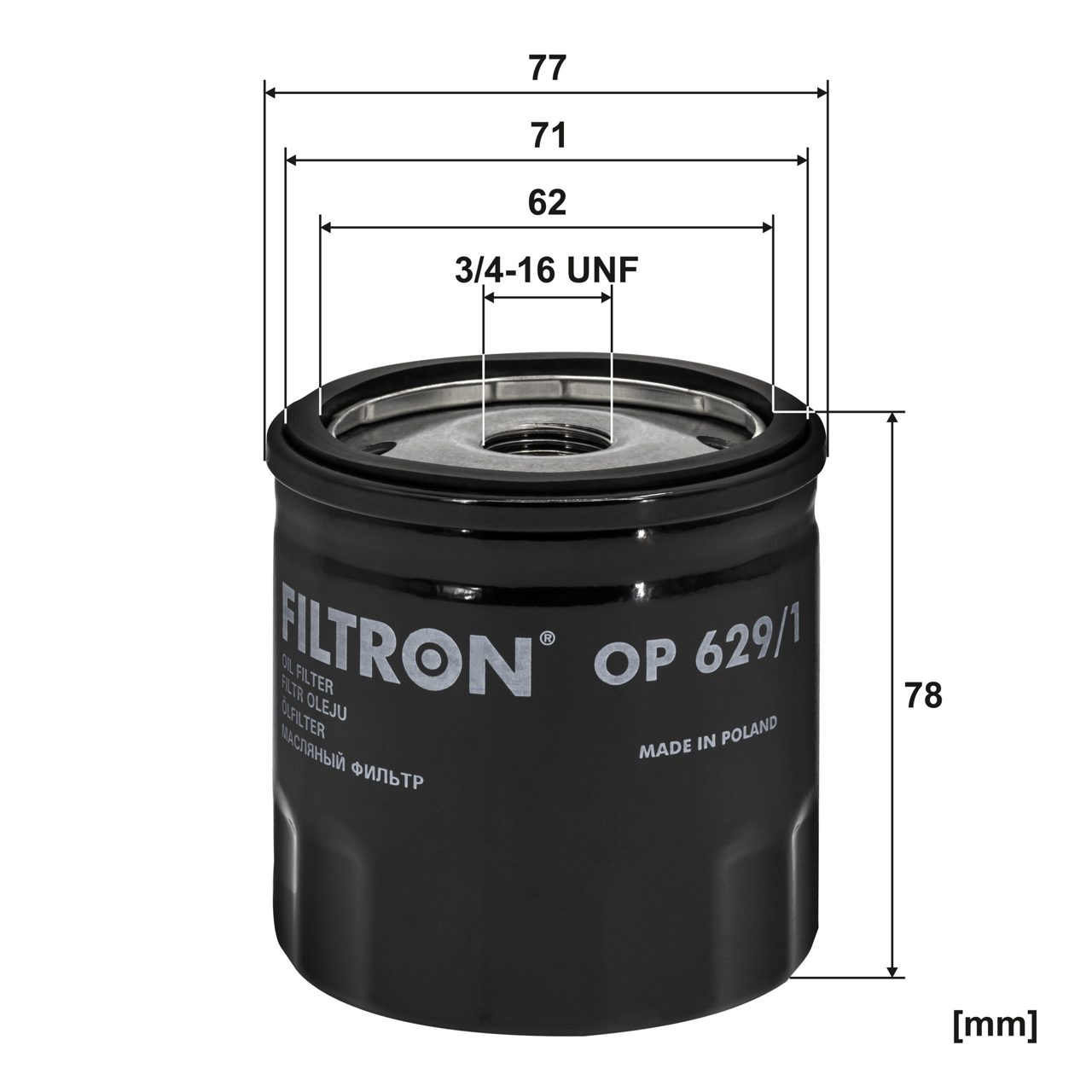 Filtron OP629/1 Yağ Filtresi | Ford Focus/Fiesta/Mondeo • Volvo S60 II/V40 • 1.6 Benzin / 1.3 Benzin ürün görseli