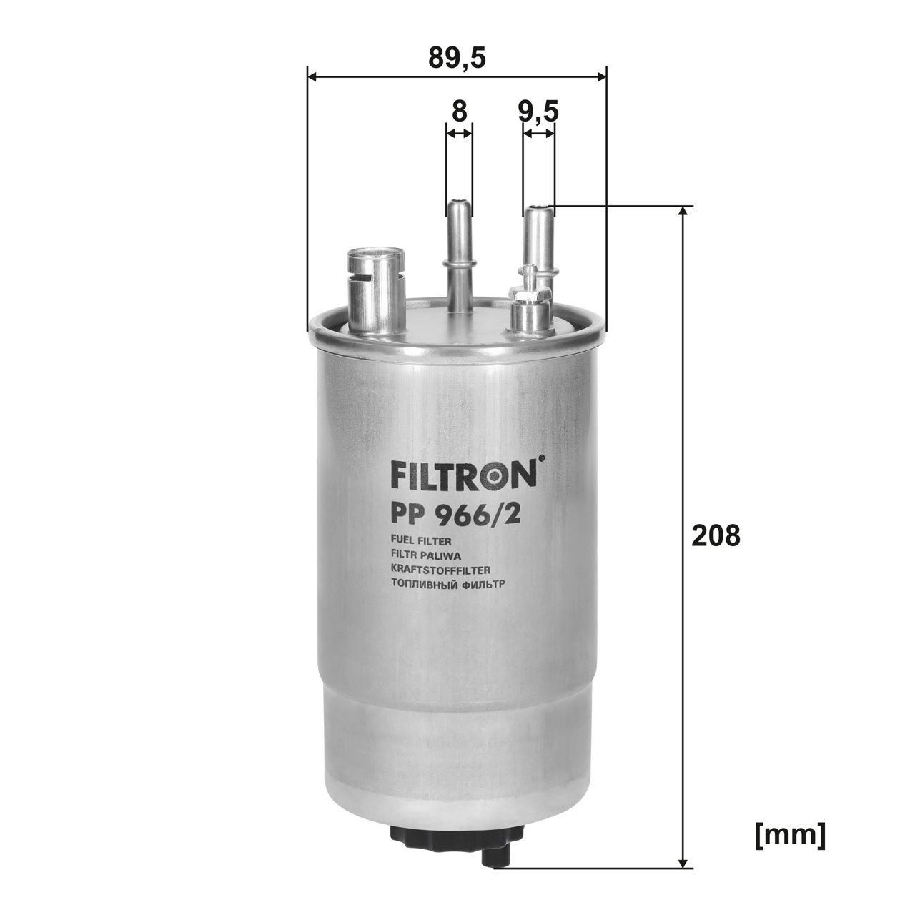 Filtron PP966/2 Yakıt Filtresi | Fiat Doblo/Punto/Fiorino/Pratico/Qubo • Ford KA • 1.3 MultiJet / 1.9 JTD ürün görseli