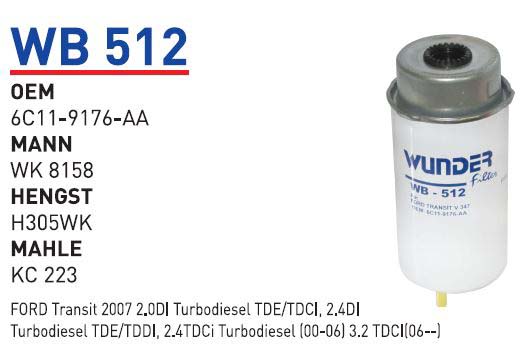 Wunder WB 512 Yakıt Filtresi | Ford Transit 2.2 / 2.4 / 3.2